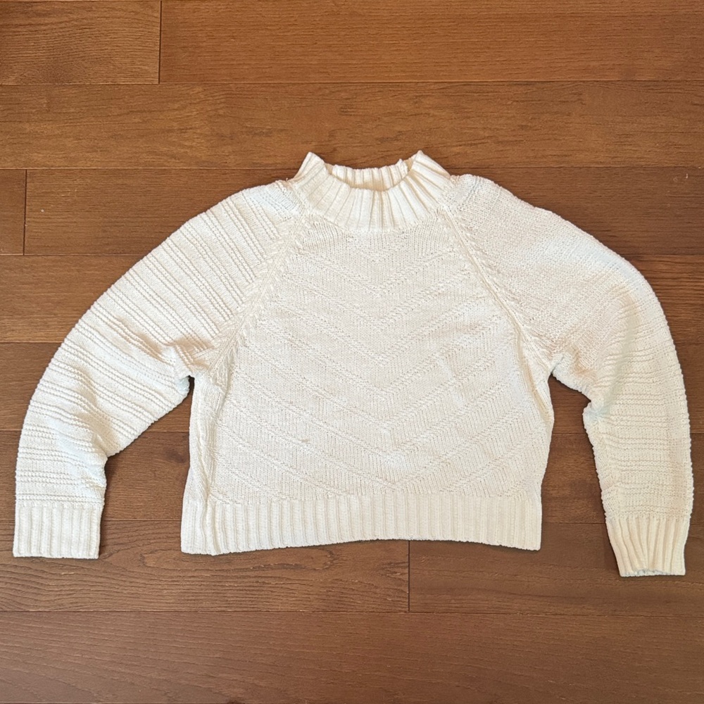Cozy Cream Ribbed Mock Neck Sweater - Picture 1 of 6